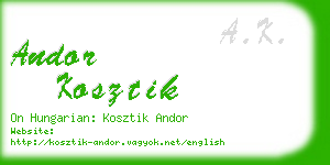 andor kosztik business card